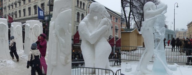 Estatuas de hielo en Karl Johans gate
